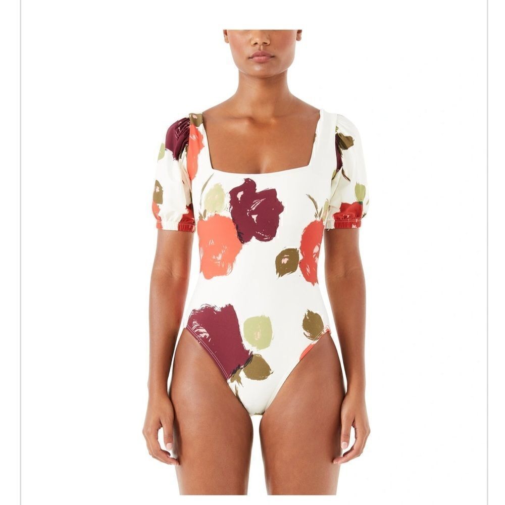 Kate Spade Puff Sleeve One Piece Swimsuit, Just Rosy Sz XS NWT